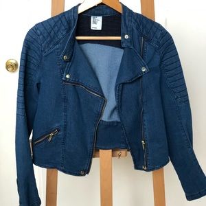 H&M Denim cropped biker jacket
